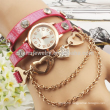 2015 New fashion wrap bracelet watch crystal rhinestone long leather women wrist quartz watches dress lady watch BWL004